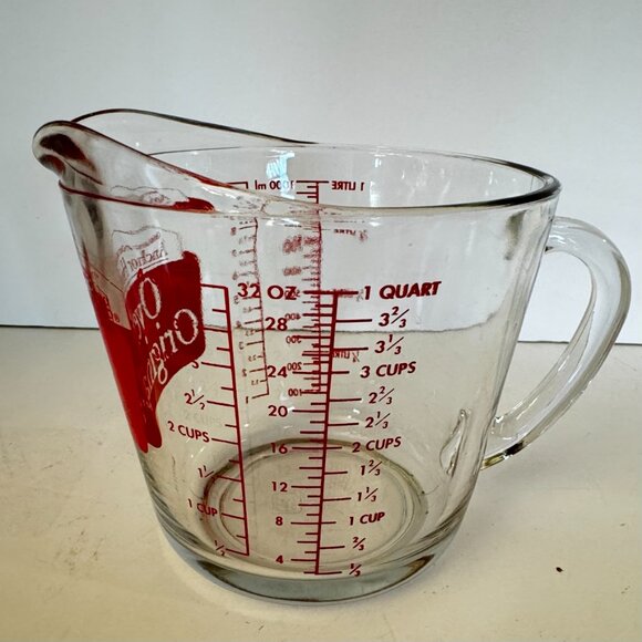 Vtg Anchor Hocking Red Label Oven Originals 4 cup 32oz Measuring Cup Glass - Picture 2 of 13